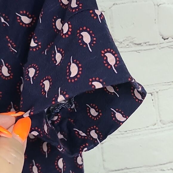 Boden Petite Darcey Jersey T-Shirt Dress Navy Cherry Red Paisley Stamp Cotton 6P - Picture 4 of 8